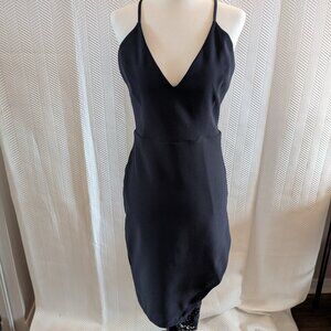 Lock & Key Navy Blue Sleeveless Dress Size Medium Lace Bodycon Wedding Guest
